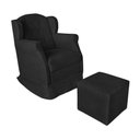 Ver imagem 1 de Poltrona Amamentação com Balanço e Puff Luxo Suede Manuela:Preto