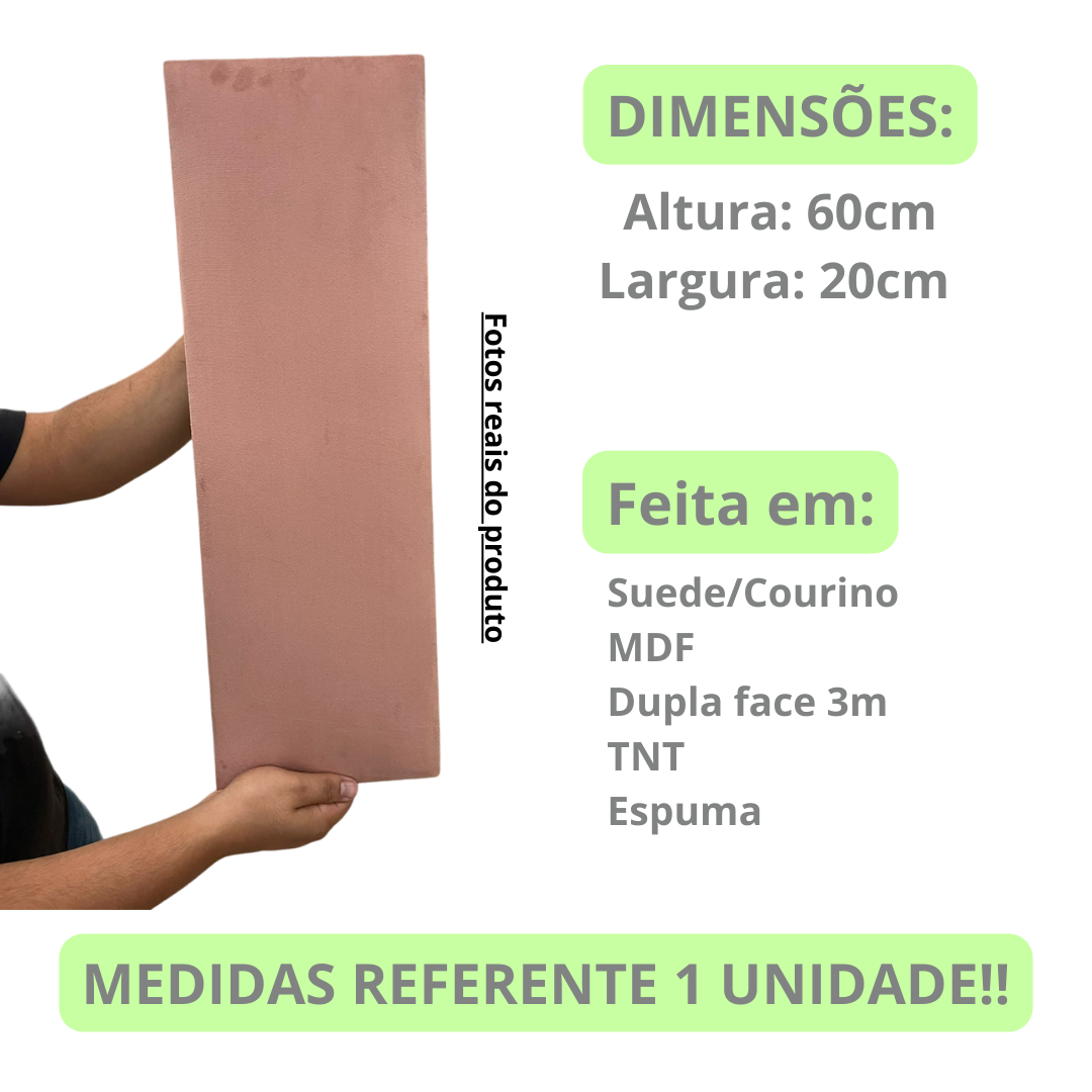 Módulo Estofado para Cabeceira de Cama Box Corino Marrom60x20cm Auto Adesivo - 4