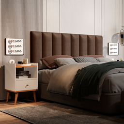 Módulo Estofado para Cabeceira de Cama Box Corino Marrom60x20cm Auto Adesivo - 2 Módulo Estofado para Cabeceira de Cama Box Corino Marrom60x20cm Auto Adesivo - 2