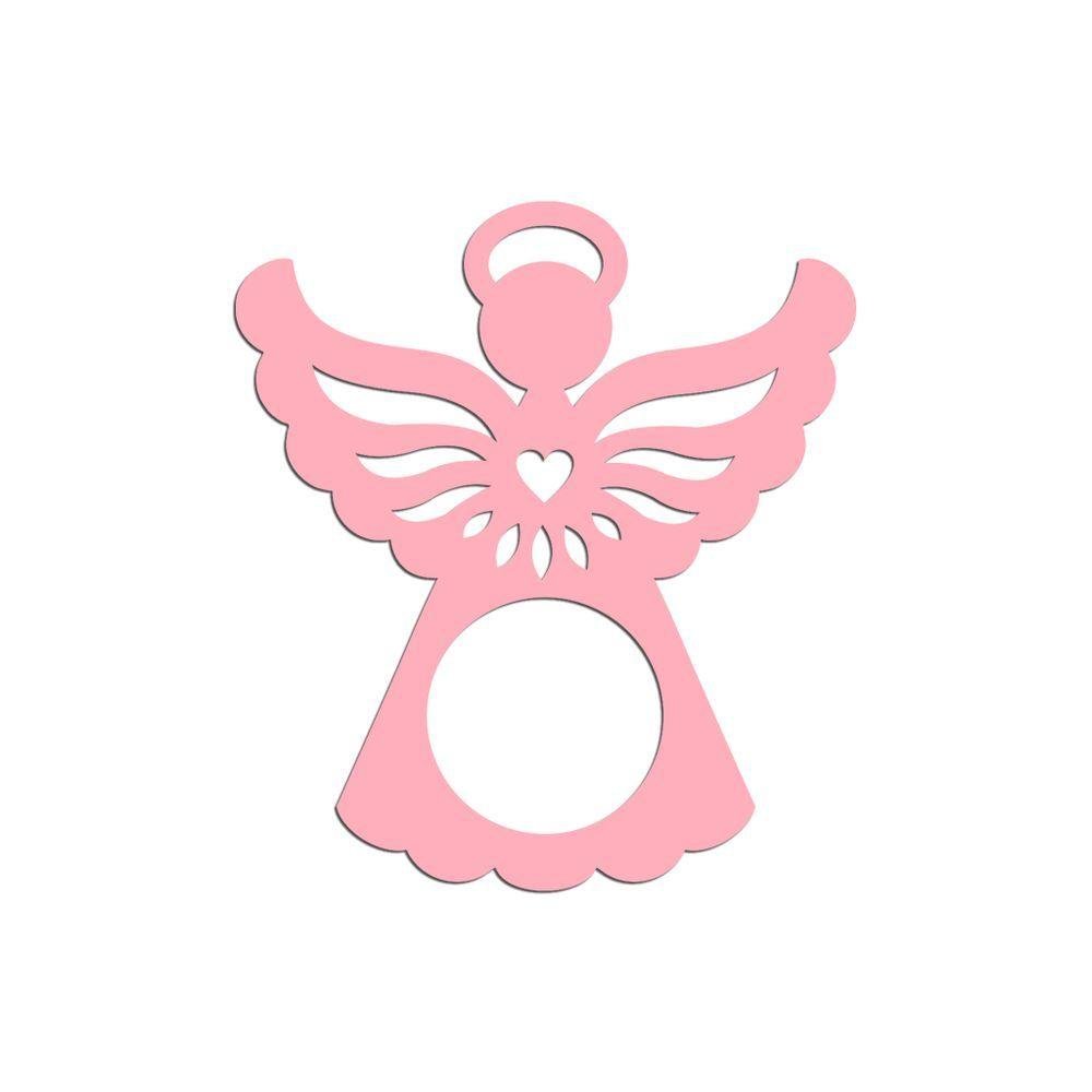 Porta Guardanapo Anjinho Kit com 4 Peças 7cmx8cm - Cria Arte Laser Rosa Claro - 1