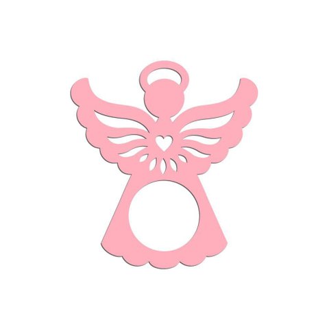 Porta Guardanapo Anjinho Kit com 4 Peças 7cmx8cm - Cria Arte Laser Rosa Claro