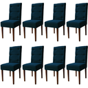 Ver imagem 1 de Kit 8 Cadeiras Sala de Jantar Estofadas Eloísa Veludo Azul Marinho (liz Maria)