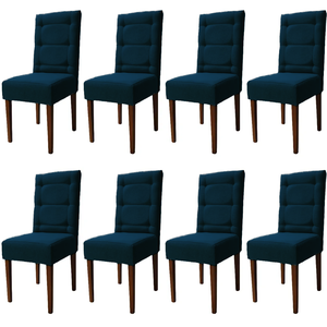Kit 8 Cadeiras Sala de Jantar Estofadas Eloísa Veludo Azul Marinho (liz Maria)