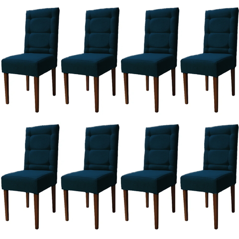 Kit 8 Cadeiras Sala de Jantar Estofadas Eloísa Veludo Azul Marinho (liz Maria)