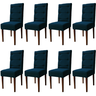 Kit 8 Cadeiras Sala de Jantar Estofadas Eloísa Veludo Azul Marinho (liz Maria) - 1