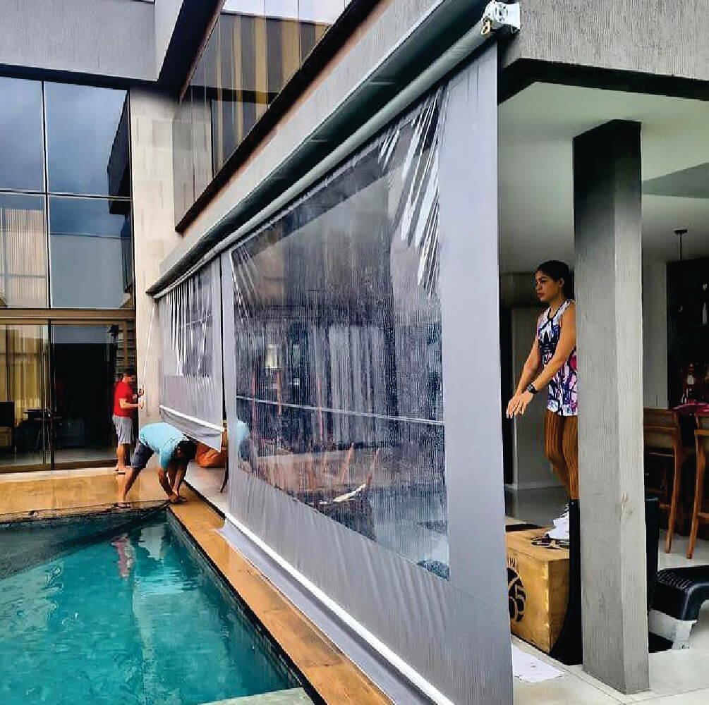 Toldo Cortina Retratil Cinza c/ visor 2,50m x 2,75m completo - 1