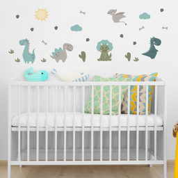 Adesivo de Parede Infantil Dinossauros Quarto Bebê Menino Verde Água - 3