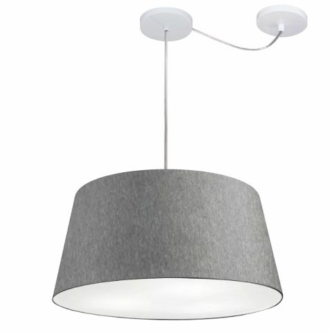 Lustre Pendente Cone Com Desvio de Centro Vivare Md-4282 Cúpula em Tecido 40x50cm - Bivolt - Rustico