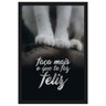 Quadro com Moldura Preta Patas de Gato e Frase Faça Mais o Que te Faz Feliz 40x60cm - 1