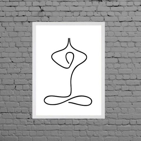 Quadro Decorativo Minimalista Yoga 24x18cm - com vidro:Madeira preta