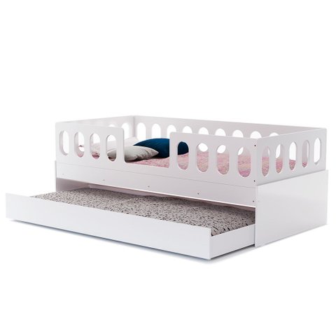 Cama Juvenil Lara Solteiro com Cama Auxiliar Branco - Baby Mobília