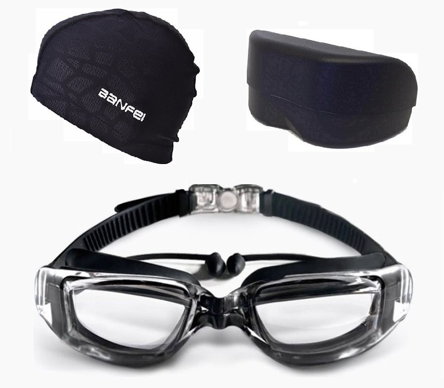 Óculos de Natação Adulto Profissional Lentes Transparentes com Touca e ...