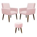 Ver mais imagens de Kit 2 Poltronas e Puff Sala e Quarto Nina Suede Herrero Cor:rosa Bebê