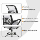Ver mais imagens de Kit 4 Cadeiras de Escritório Begonia Mesh Ergonômica Cinza + E-book
