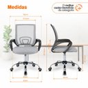 Ver imagem 5 de Kit 4 Cadeiras Begônia Ergonômica Tela Mesh Apoio Lombar até 120kg Cinza