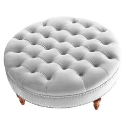 Puff Amara 60cm Suede Branco Slk Decor - 1