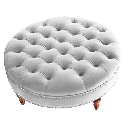 Puff Amara 60cm Suede Branco Slk Decor