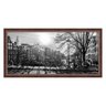 Quadro Grande em Preto e Branco Paisagem Amsterdam com Moldura Marrom 120x60cm - 4