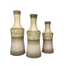 Trio decorativo vaso garrafa bege artesanal de cerâmica - 1