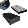 Cama Box Baú Solteiro Colchão Espuma D33 Bordado + Box Suede Cinza 65x88x188 - 1