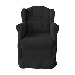 Poltrona Decorativa Amamentação Balanço e Puff Corino Aquila Preto - 8
