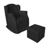 Poltrona Decorativa Amamentação Balanço e Puff Corino Aquila Preto - 1
