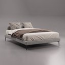 Ver imagem 2 de Cama Base Box Casal Unique 138x188 Sommier Moderno Pés de Ferro Linho Cinza - Desk Design
