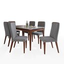 Ver imagem 1 de Mesa de Jantar com Vidro Verona 6 Cadeiras Cinza 160x90cm