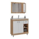 Ver imagem 1 de Gabinete Banheiro com Cuba e Espelheira 80cm Multimóveis CR10102 Castanho Argel/Branco