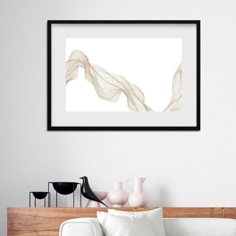 Quadro Abstrato Ultra Minimalista Bege - 60x48cm:madeira Branca