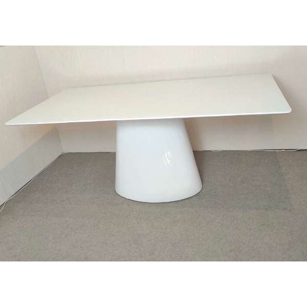 Mesa de Jantar Cone Retangular 200x100 cm Base Oval Laca Branca Tampo Laca Branca Personal Decor Des - 3