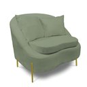 Ver imagem 5 de Poltrona Decorativa Orgânica Pé de Metal Dourado Zaya Bouclê Pistache C05 - D’Rossi
