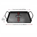Ver imagem 4 de Bandeja Grill Churrasqueira Assar Grelhar Legumes Carnes Peixes Aço Inox Alta Resistência Preto