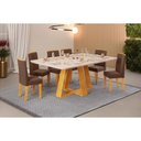 Ver imagem 1 de Conjunto: Mesa Sala Jantar Celeste C/ Tampo Madeirado C/ Vidro Retangular 160x90cm e 6 Cadeiras Zoe