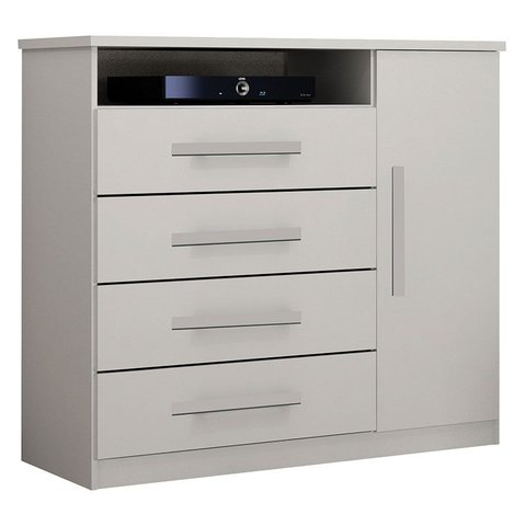 Cômoda Diamante 4 Gavetas 1 Porta Branco – Leifer Móveis