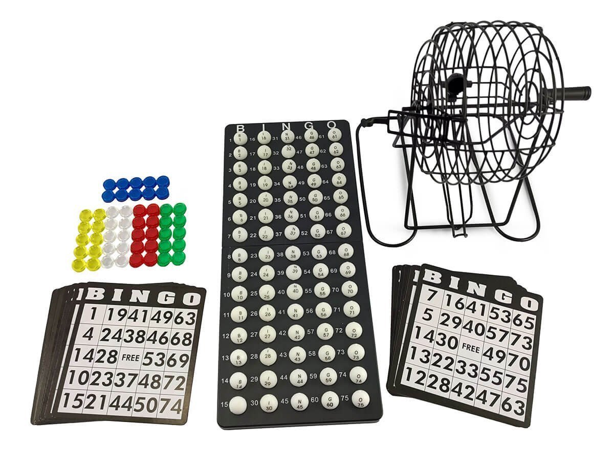 Jogo de Bingo Globo Metal 75 bolas Com Cartelas Reutilizável Suporte para bolinhas e Marcadores - 5