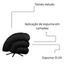 Ver imagem 3 de Poltrona Decorativa Micheli Base Giratória e Balanço Veludo Cor Preto