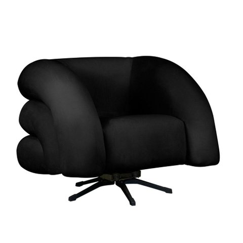 Poltrona Decorativa Micheli Base Giratória e Balanço Veludo Cor Preto