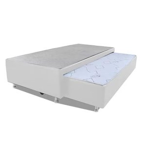 Cama Box Bicama Auxiliar Solteiro Corino Espuma 8cm 40x88x188 Branco