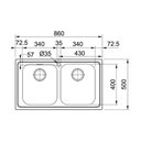 Ver imagem 2 de CUBA FRANKE SMART DUPLA DE SOBREPOR SRX 620 86x50 14869