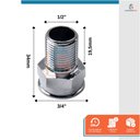 Ver imagem 2 de Bucha Aumento Para Torneira 1/2 X 3/4 Cromada Metal Garden