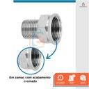 Ver imagem 3 de Bucha Aumento Para Torneira 1/2 X 3/4 Cromada Metal Garden