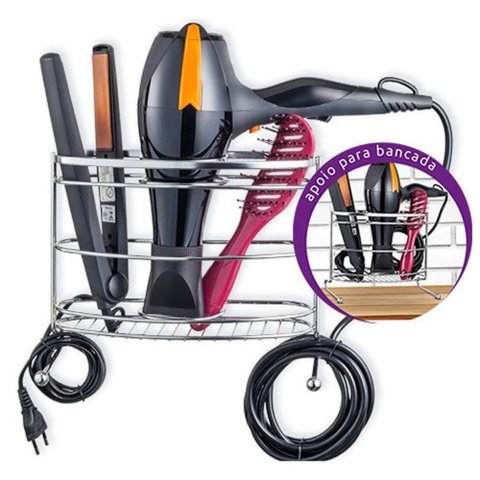 Suporte para Secador e Chapinha Bancada Cromado Passerini