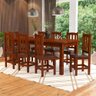 Mesa de Jantar com 8 Cadeiras Estofadas Madeira Maciça 200cm Castanho Safira Nemargi - 1