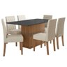 Conjunto Sala de Jantar Mesa com Tampo Chanfrado Agata 6 Cadeiras Estofadas Jade Poliman - 2