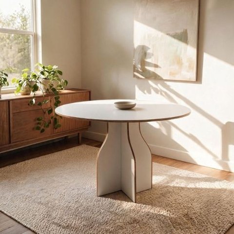 Mesa Redonda Grid 90cm MDF 4 Lugares Byhouse