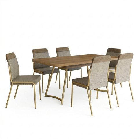 Conjunto Sala de Jantar 6 Cadeiras Azaleia Carraro Carvalho Dourado