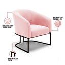 Ver imagem 4 de Kit 2 Poltronas Stella Suede Base Industrial Preto - D’Rossi Cor Rosa Bebê