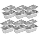 Ver imagem 1 de Conj 6 Cuba Gastronômica Inox GN 1/9x65 mm 0,67 L sem alça COM TAMPA