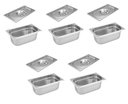 Ver imagem 1 de Conj. 5 Cubas Gastronômicas Inox GN 1/3x100 mm 3,3 L sem alça COM TAMPA